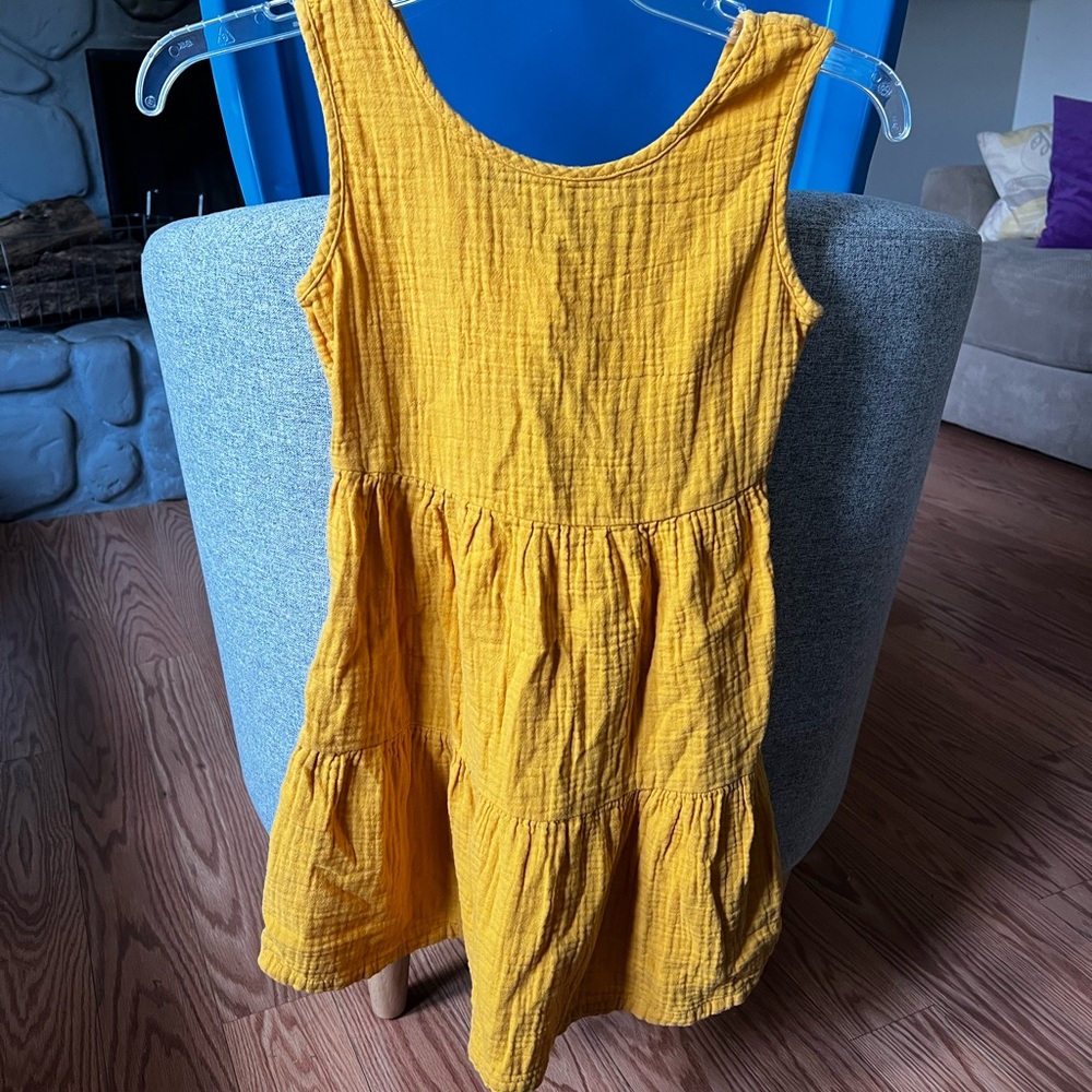 Yellow Sleeveless Girls Dress 7/8